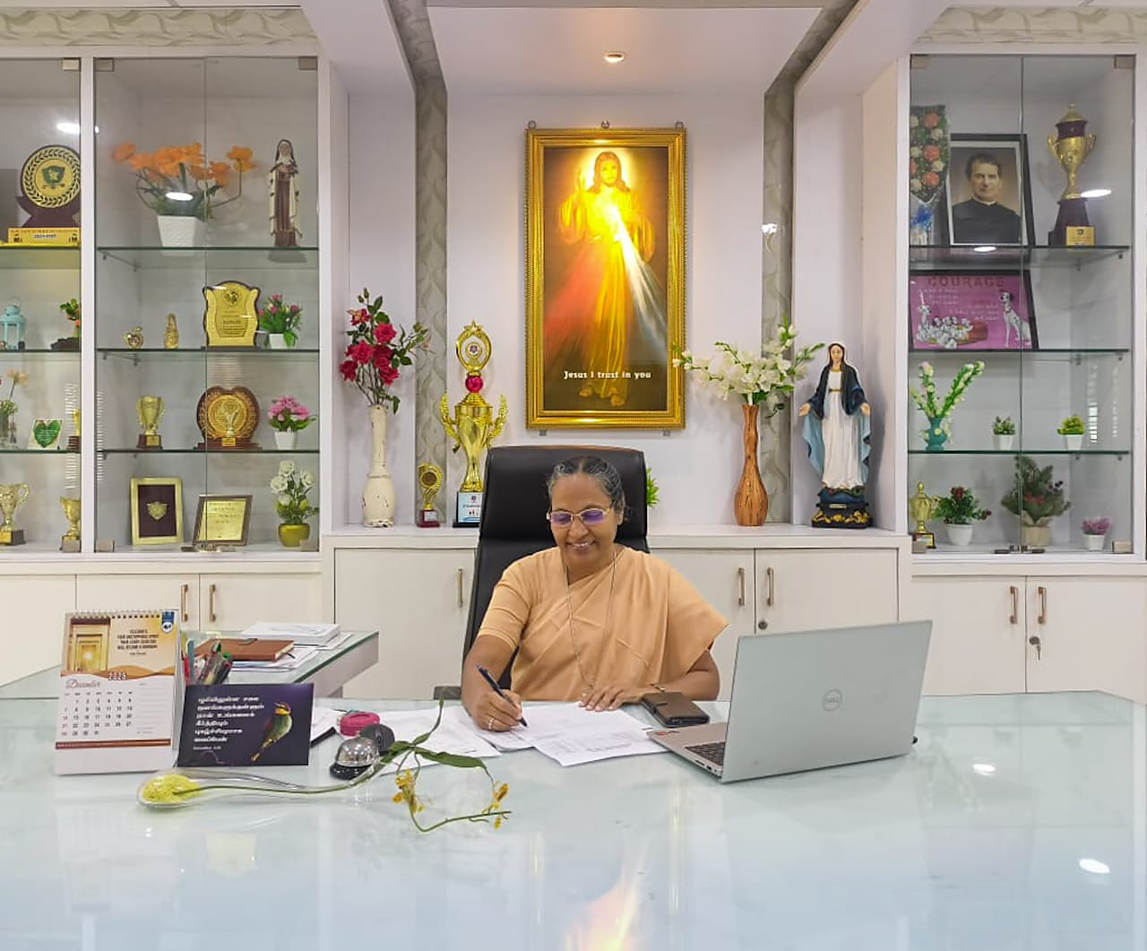 Sr. Dr. Peter Selvarani at her desk
